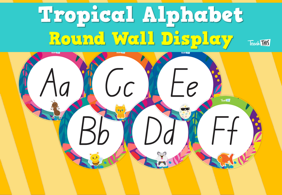 Tropical Alphabet Round Wall Display