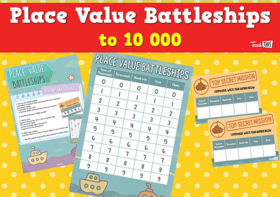 Place Value Battleships - to 10 000