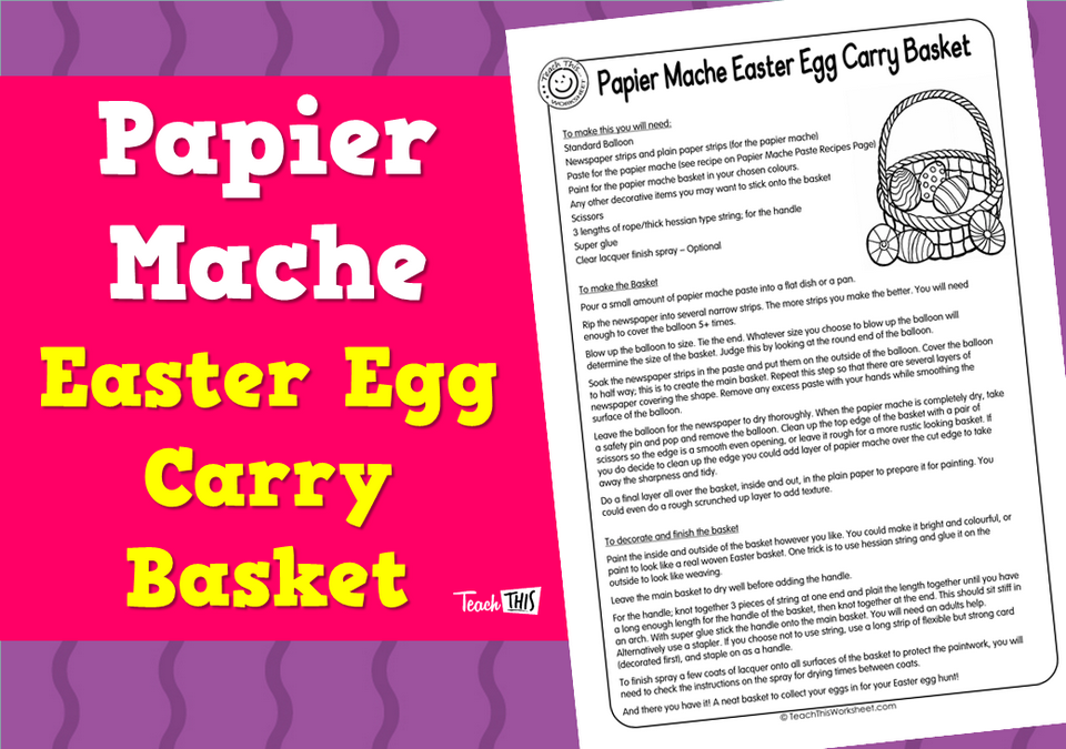 Paper Mache Easter Egg Carry Basket