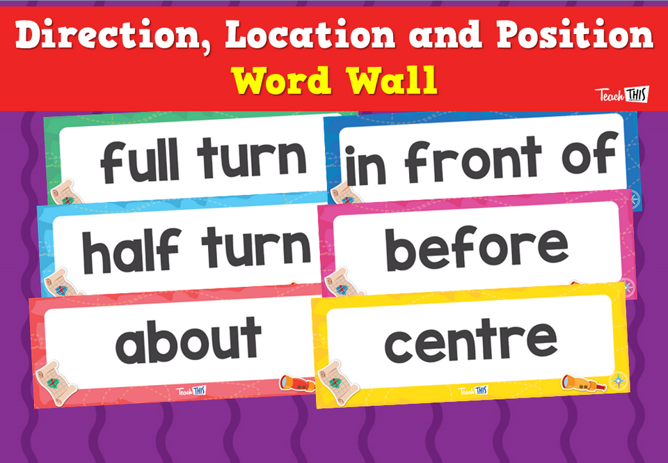 Direction, Location and Position Word Wall