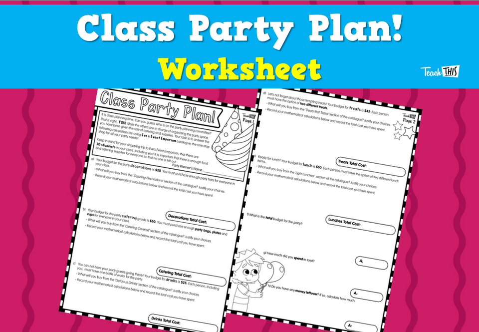 Class Party Plan! Worksheet