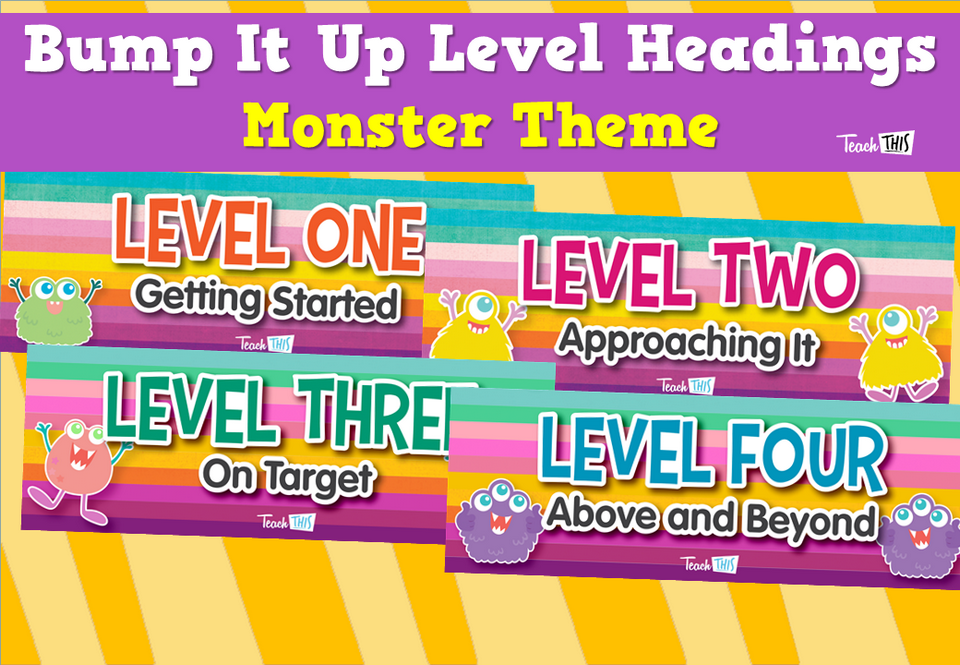 Bump It Up Level Headings - Monster Theme