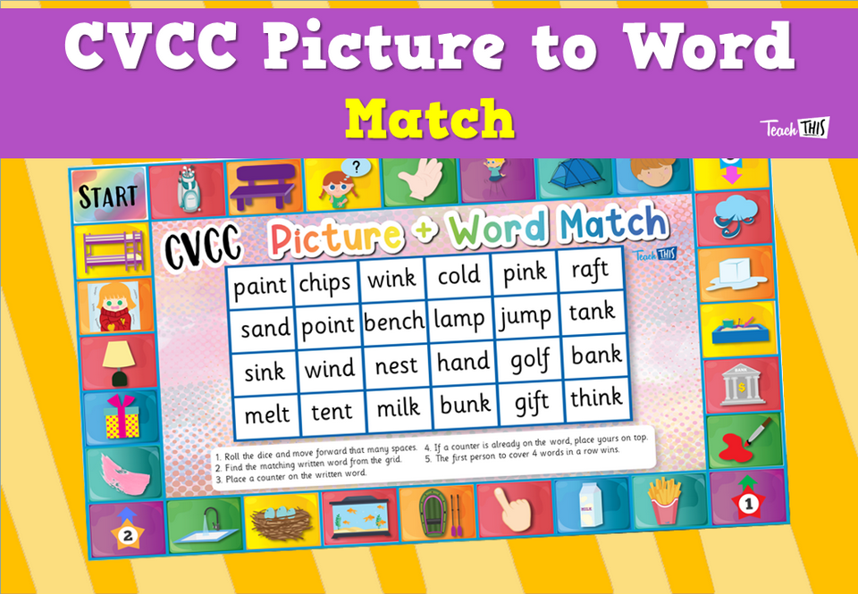 CVCC Picture to Word Match Activity