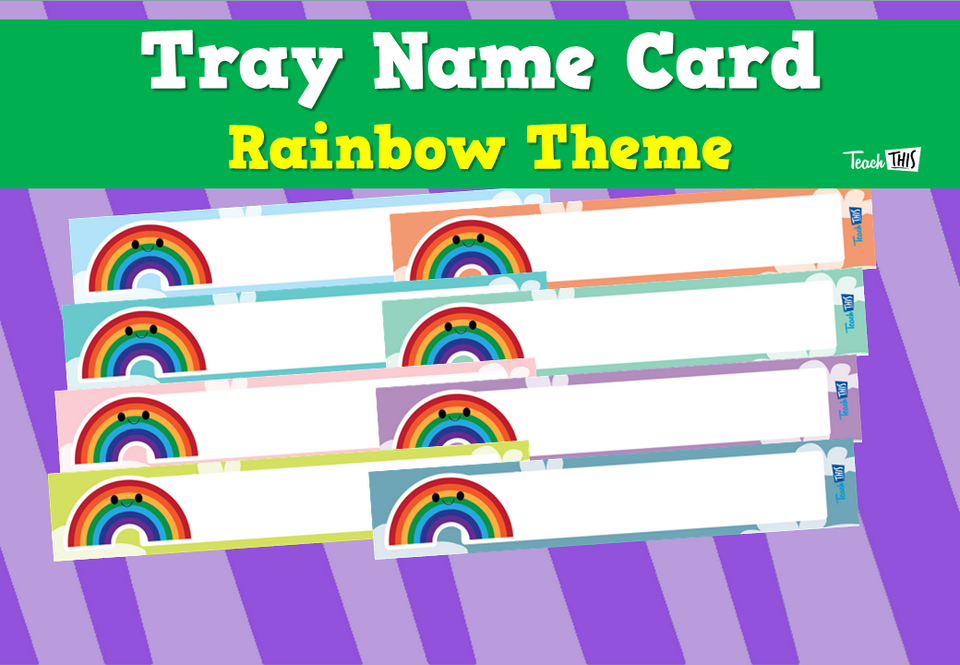 Tray Name Card - Rainbow Theme