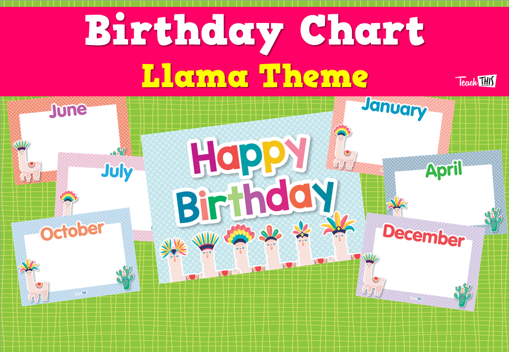 Birthday Chart - Llama Theme
