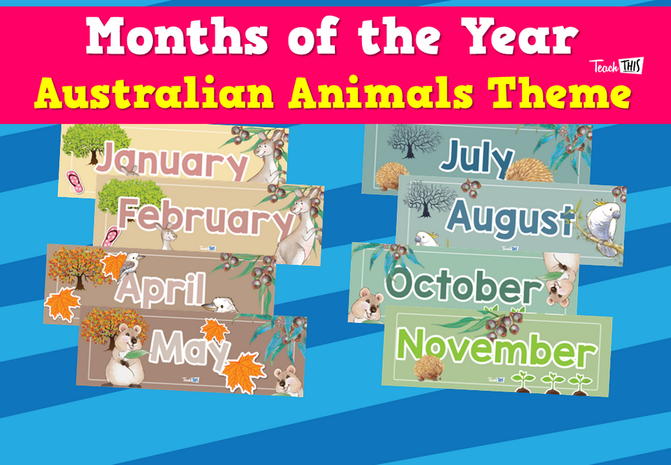 Months of the Year - Australian Animals Theme