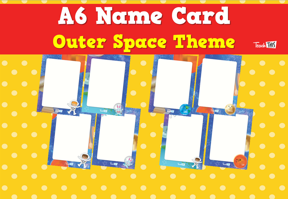A6 Name Card - Outer Space Theme