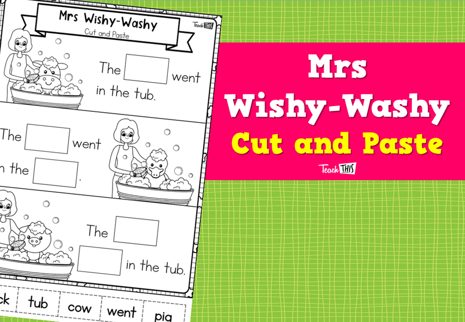 Mrs Wishy-Washy Cut and Paste