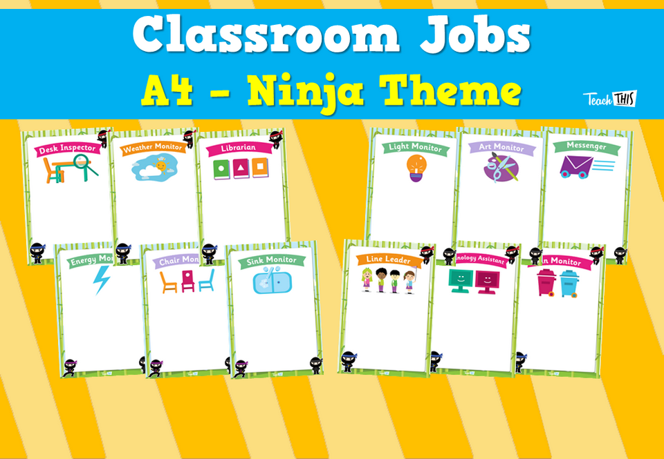 Classroom Jobs A4 - Ninja Theme