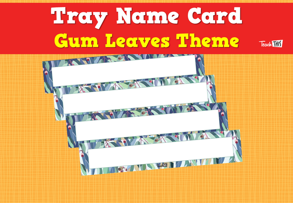 Tray Name Card - Gum Leaves Theme