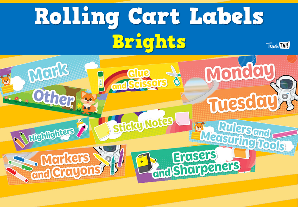 Rolling Cart Labels - Brights