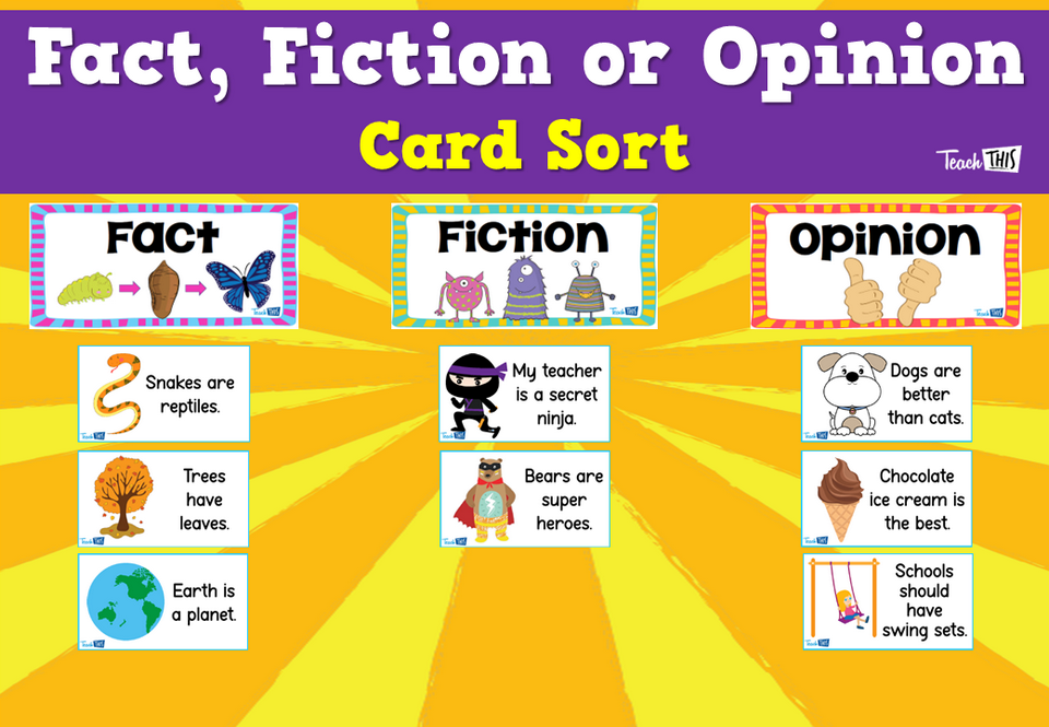 Fact, Fiction or Opinion Card Sort