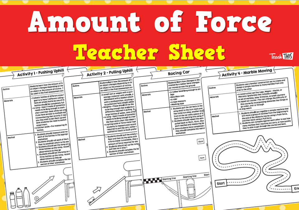 Amount of Force - Teacher Sheet