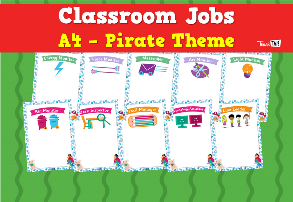 Classroom Jobs A4 - Pirate Theme