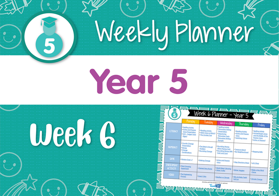 Weekly Planner - Year 5 Week 6