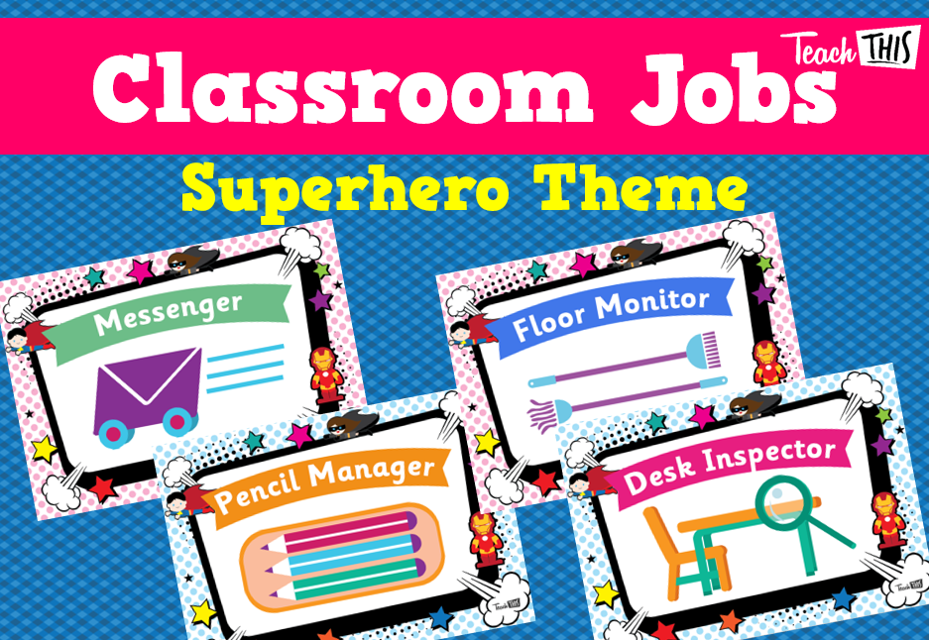 Classroom Jobs A5 - Superhero Theme