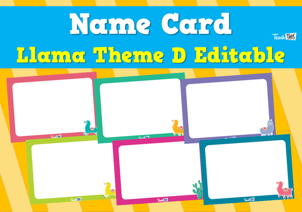 Name Card - Llama Theme D Editable
