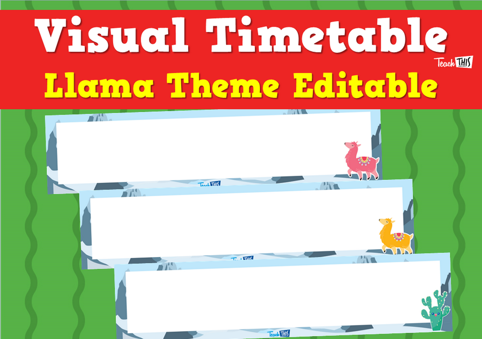 Visual Timetable - Llama Theme Editable