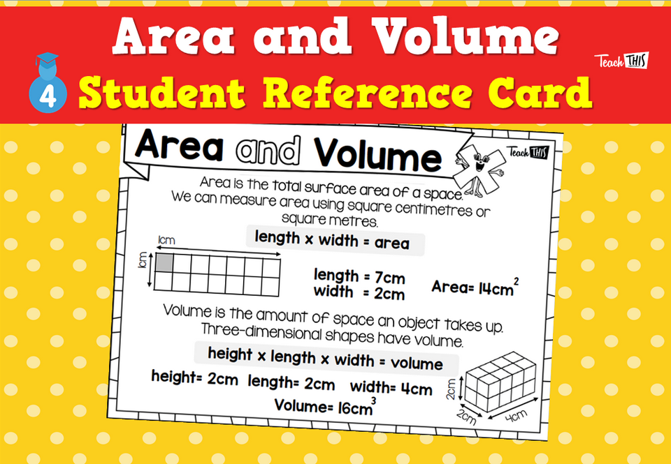 Area and Volume - Student Reference Card