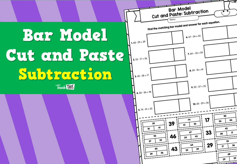 Bar Model Cut and Paste: Subtraction