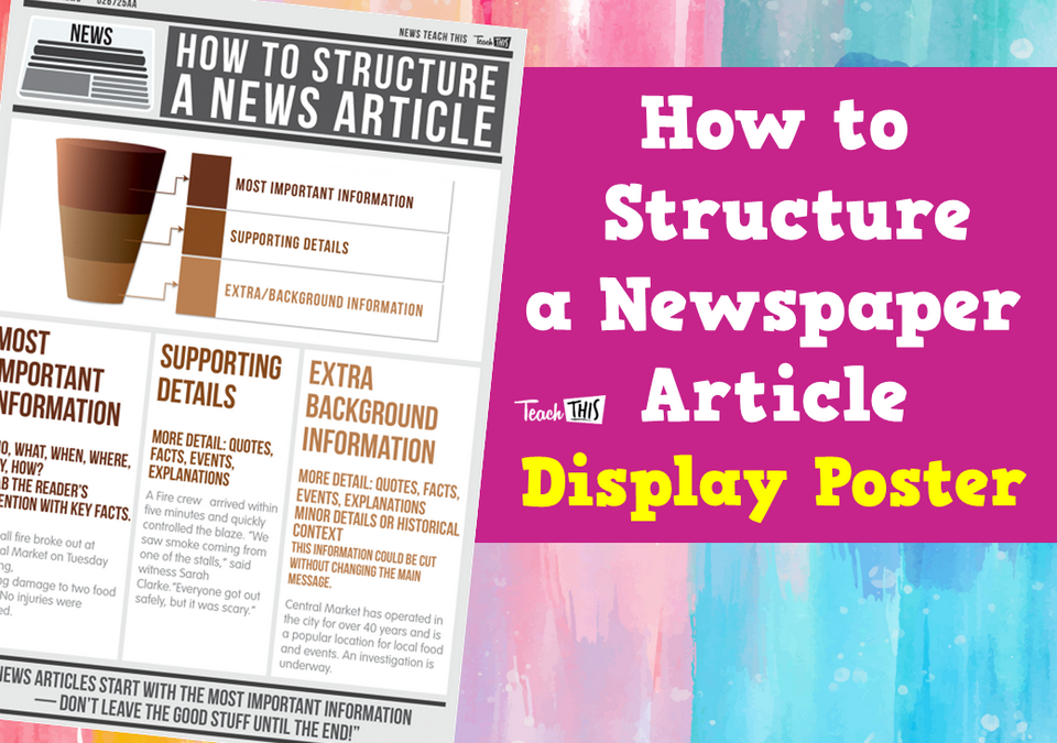 How to Structure a Newspaper Article - Display Poster