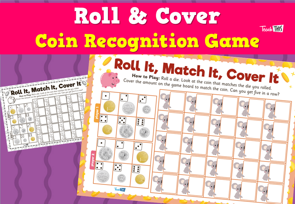 Roll & Cover Coin Recognition Game