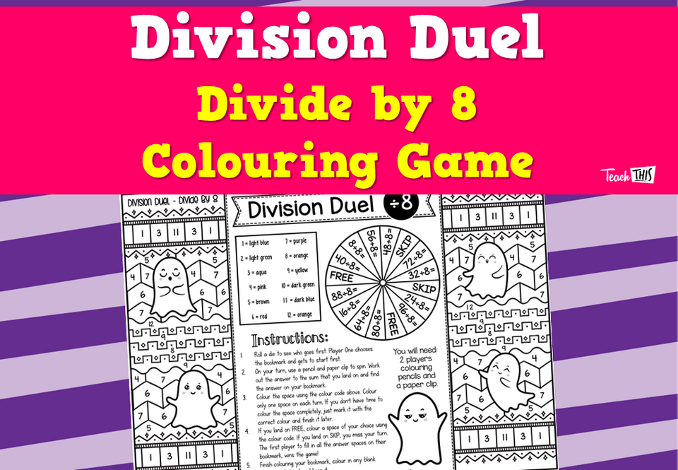Division Duel – Divide by 8 – Colouring Game
