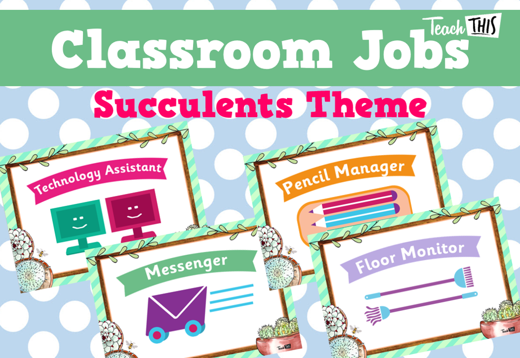 Classroom Jobs A5 - Succulents Theme