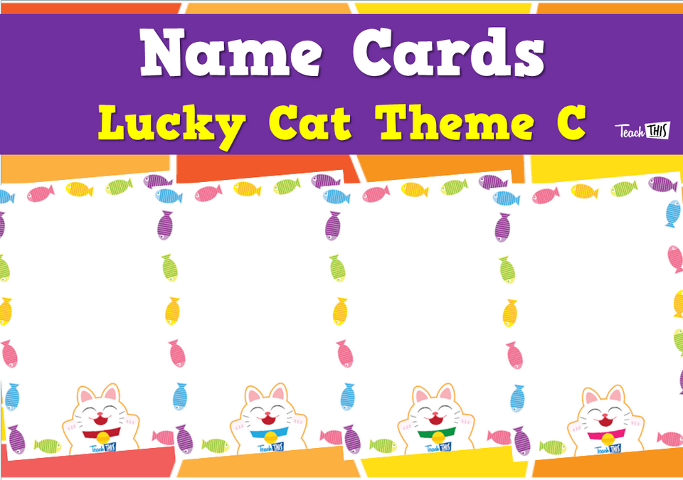 Name Cards - Lucky Cat Theme C