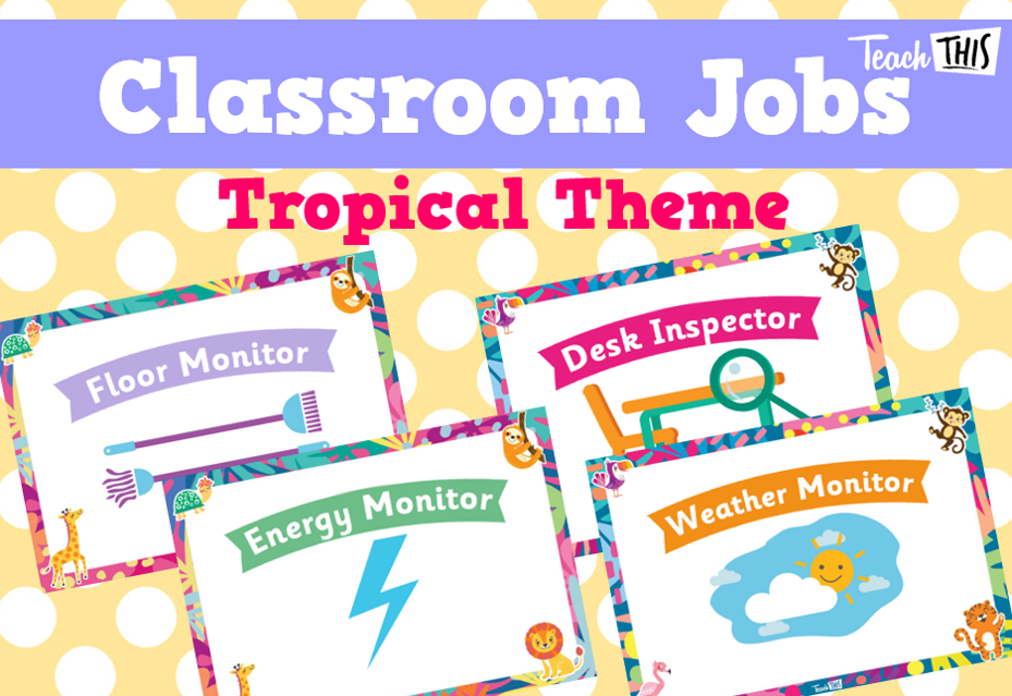 Classroom Jobs A5 - Tropical Theme