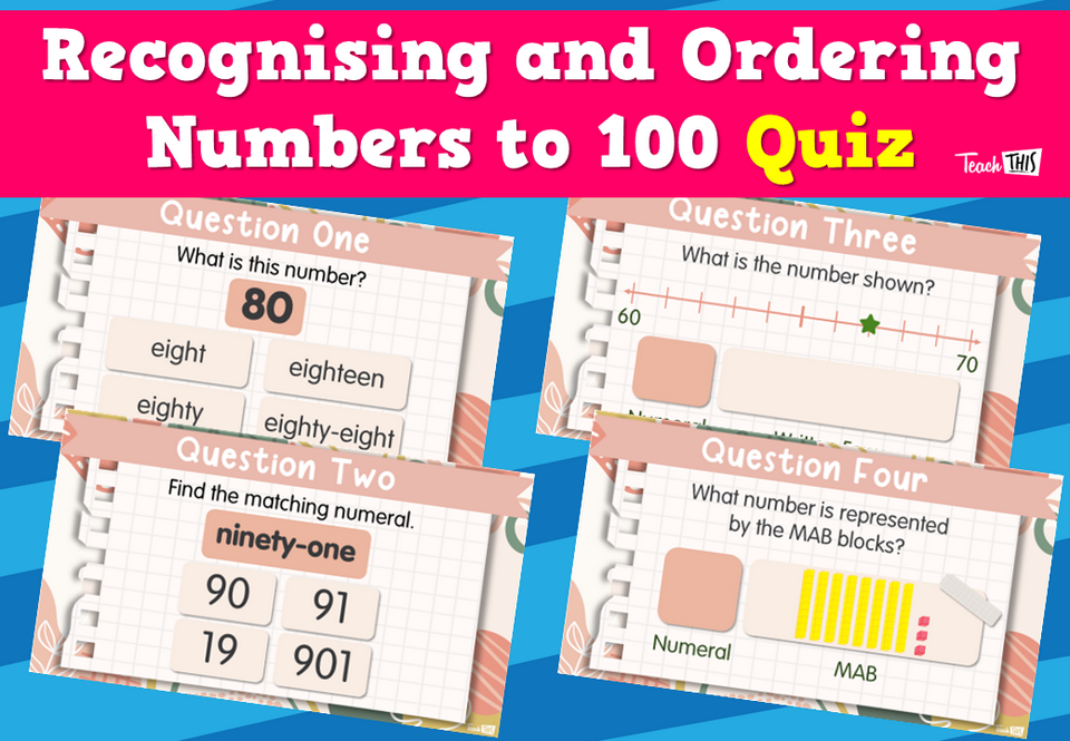 Recognising and Ordering Numbers to 100- Quiz