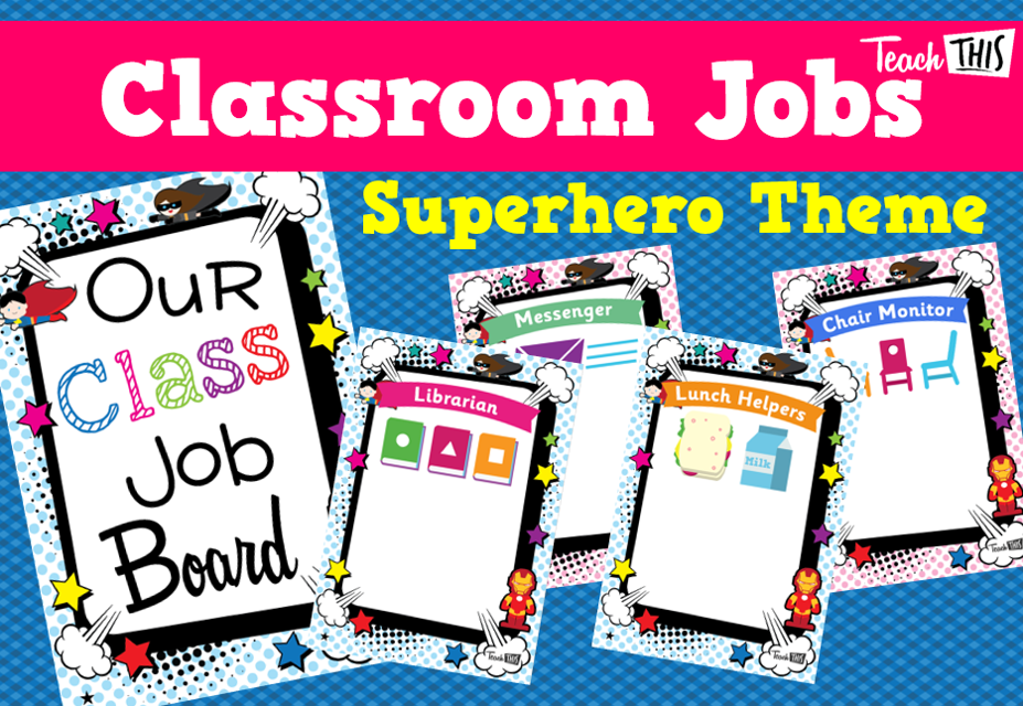 Classroom Jobs A4 - Superheroes Theme
