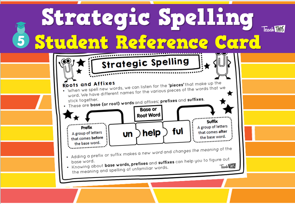 Strategic Spelling - Student Reference Card