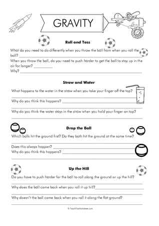 Gravity Worksheets