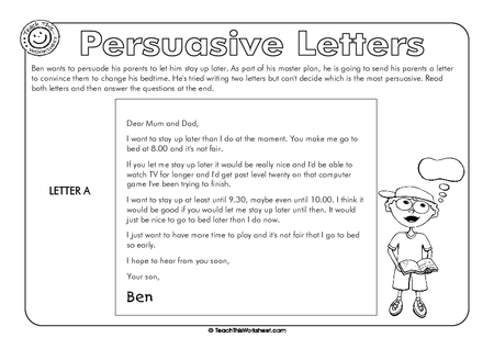 Persuasive Texts - #2 Persuasive Letters