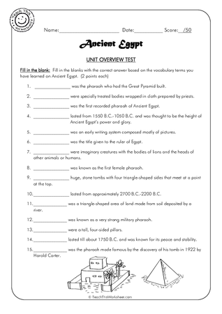 Ancient Egypt - Unit Overview Test