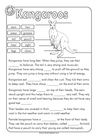 Kangaroo Label and Cloze
