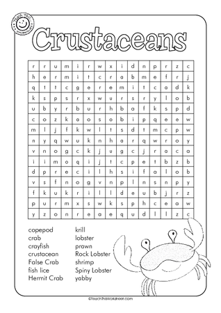 Crustaceans Wordsearch