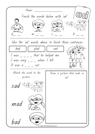 Word Families - ad - SA Print
