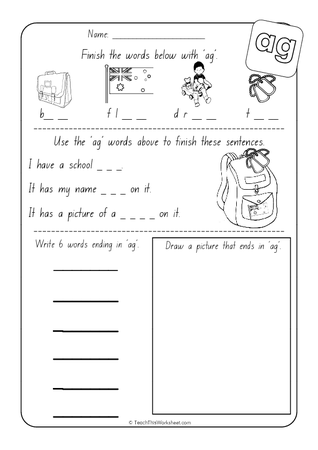 Word Families - ag - NSW Print