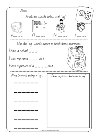 Word Families - ag - NZ Print