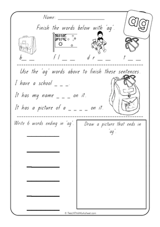 Word Families - ag - SA Print