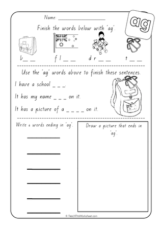 Word Families - ag - VIC Print