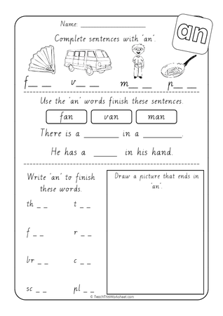 Word Families - an - VIC Pre-Cursive