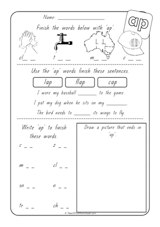 Word Families - ap - SA Print