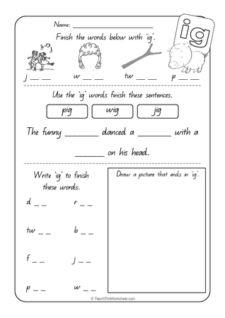 Word Family - ig - QLD Print