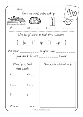 Word Family - ip - NZ Print