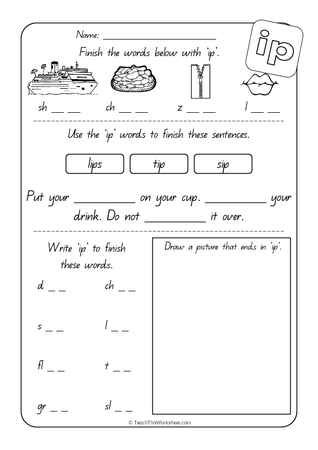Word Family - ip - QLD Print