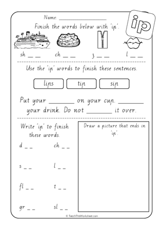 Word Family - ip - VIC Pre-Cursive