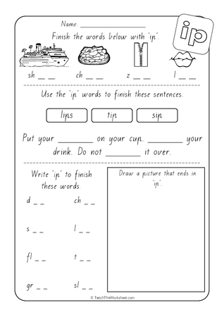 Word Family - ip - VIC Print